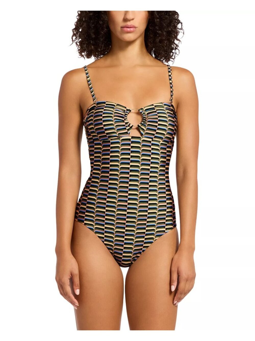 NWT JETS Bandeau One Piece Swimsuit Multicolor Size 6